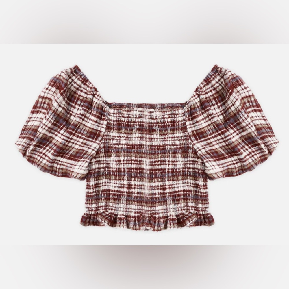 Rylee + Cru Trixie Top | Burgundy Plaid | 4-5Y